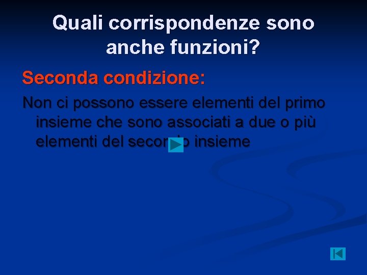 Quali corrispondenze sono anche funzioni? Seconda condizione: Non ci possono essere elementi del primo