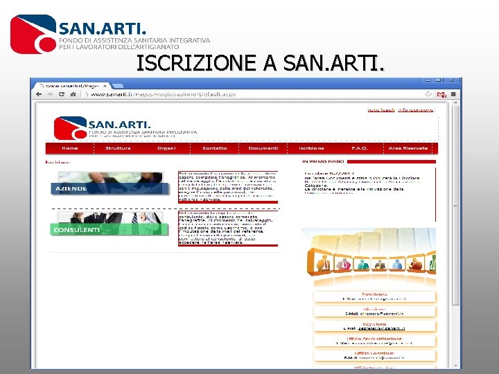 ISCRIZIONE A SAN. ARTI. 