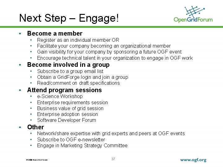 Next Step – Engage! • Become a member • • Register as an individual
