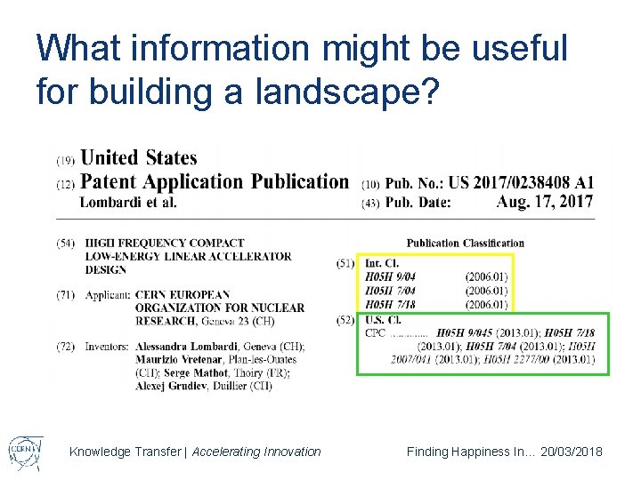 What information might be useful for building a landscape? Knowledge Transfer | Accelerating Innovation