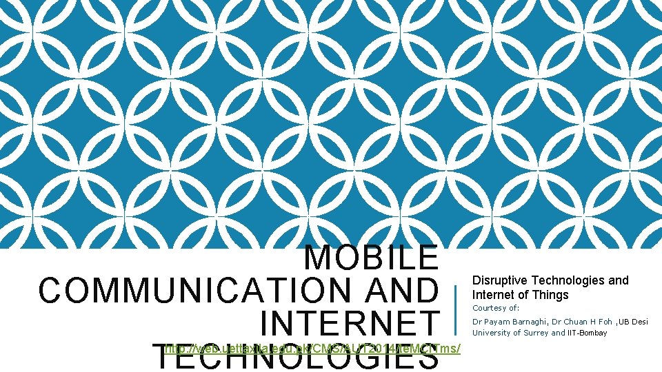 MOBILE COMMUNICATION AND INTERNET TECHNOLOGIES http: //web. uettaxila. edu. pk/CMS/AUT 2014/te. MCITms/ Disruptive Technologies