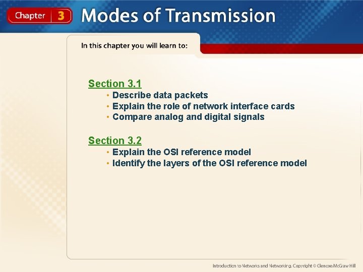Section 3. 1 • Describe data packets • Explain the role of network interface