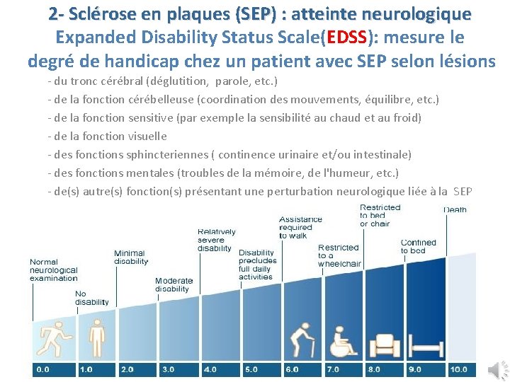 2 - Sclérose en plaques (SEP) : atteinte neurologique Expanded Disability Status Scale(EDSS): mesure