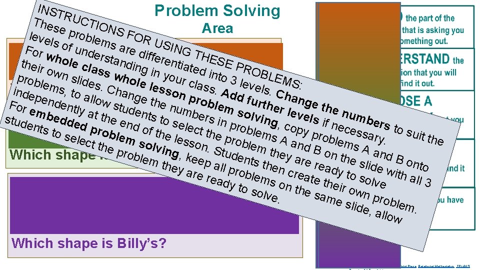 INST Problem Solving RUC Thes T Area e pro IONS F leve ls of