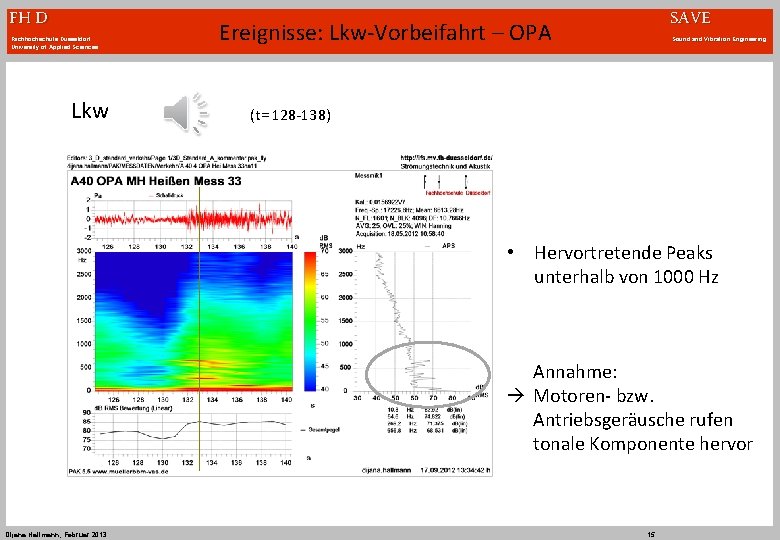 FH D Fachhochschule Düsseldorf University of Applied Sciences Lkw SAVE Ereignisse: Lkw‐Vorbeifahrt – OPA