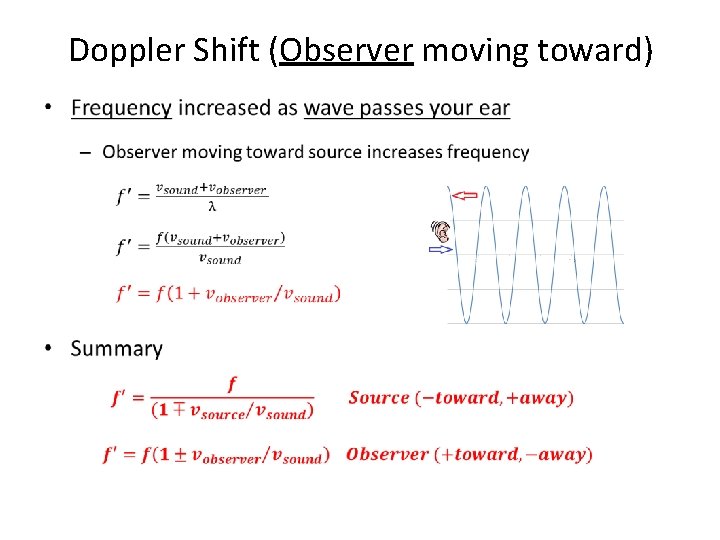 Doppler Shift (Observer moving toward) • 