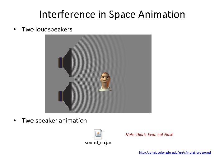 Interference in Space Animation • Two loudspeakers • Two speaker animation Note: this is