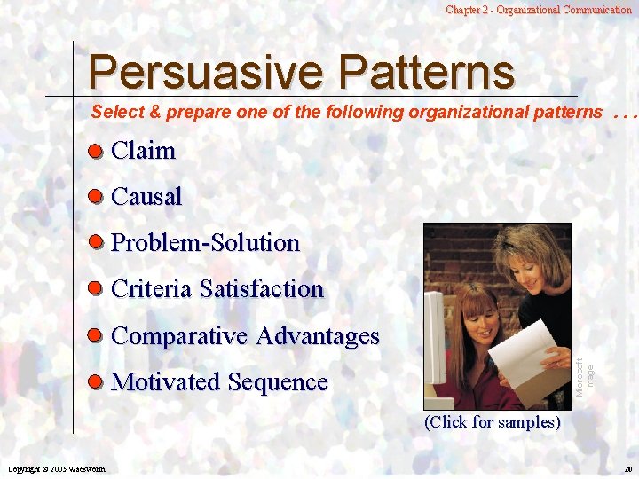 Chapter 2 - Organizational Communication Persuasive Patterns Select & prepare one of the following