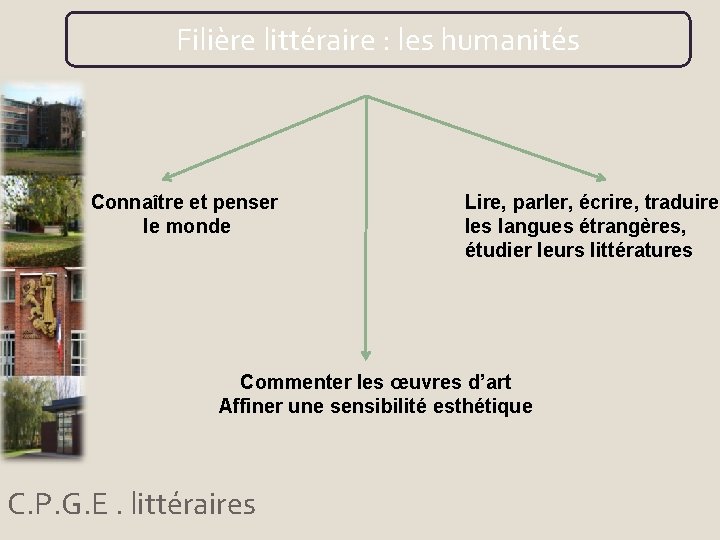 Filière littéraire : les humanités Connaître et penser le monde Lire, parler, écrire, traduire