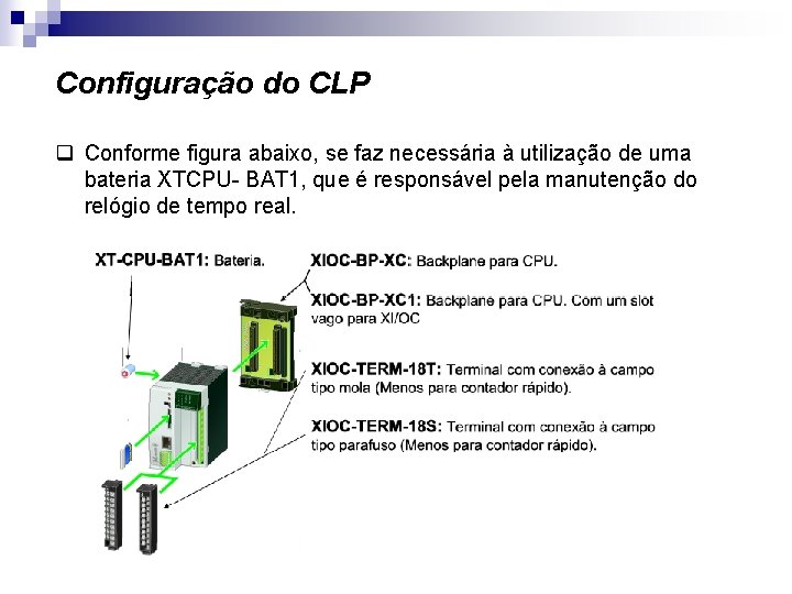 Configuração do CLP q Conforme figura abaixo, se faz necessária à utilização de uma