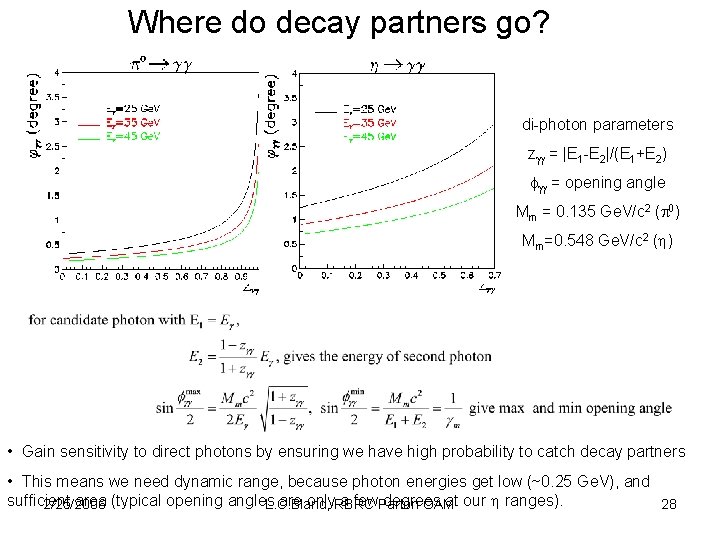 Where do decay partners go? di-photon parameters z = |E 1 -E 2|/(E 1+E