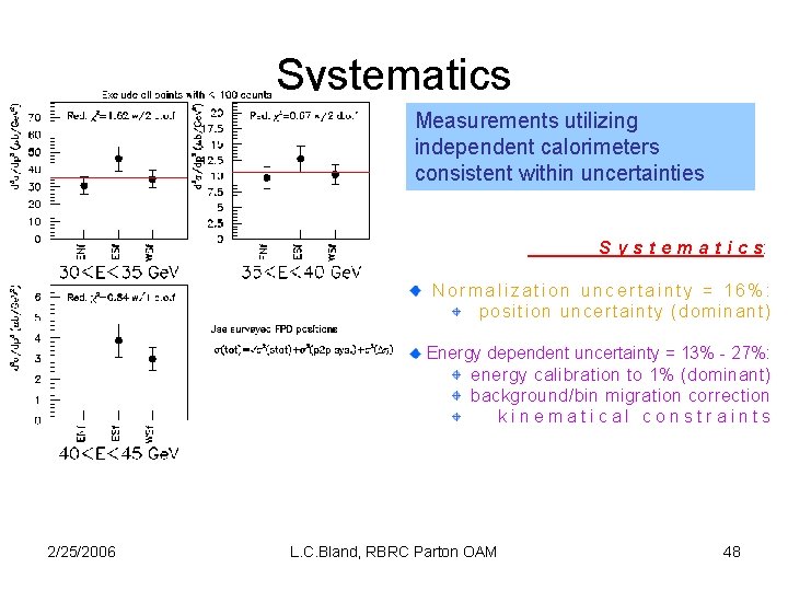 Systematics Measurements utilizing independent calorimeters consistent within uncertainties S y s t e m