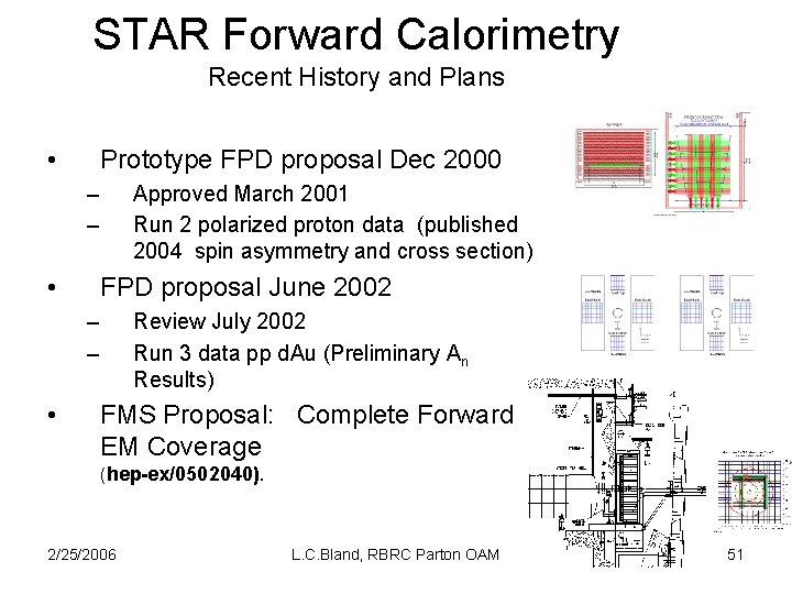 STAR Forward Calorimetry Recent History and Plans • Prototype FPD proposal Dec 2000 –