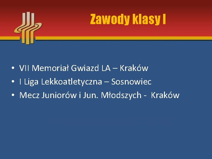 Zawody klasy I • VII Memoriał Gwiazd LA – Kraków • I Liga Lekkoatletyczna