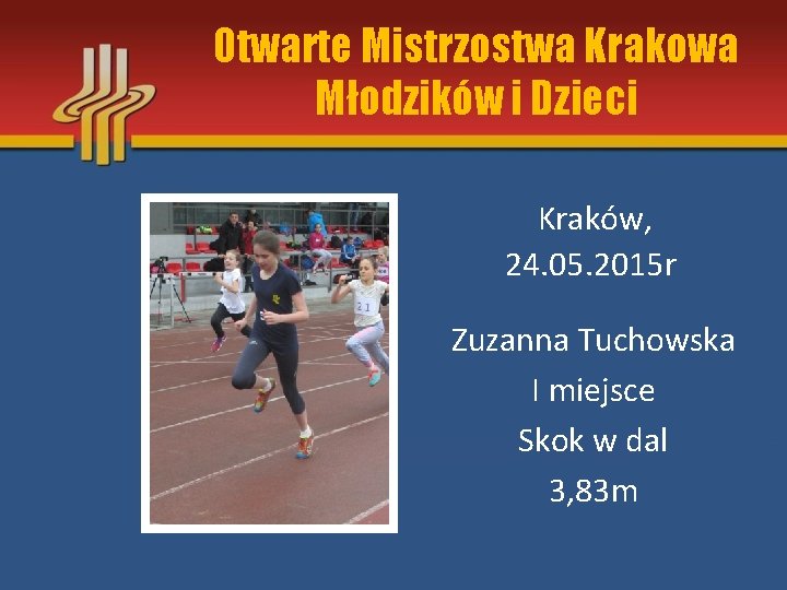 Otwarte Mistrzostwa Krakowa Młodzików i Dzieci Kraków, 24. 05. 2015 r Zuzanna Tuchowska I