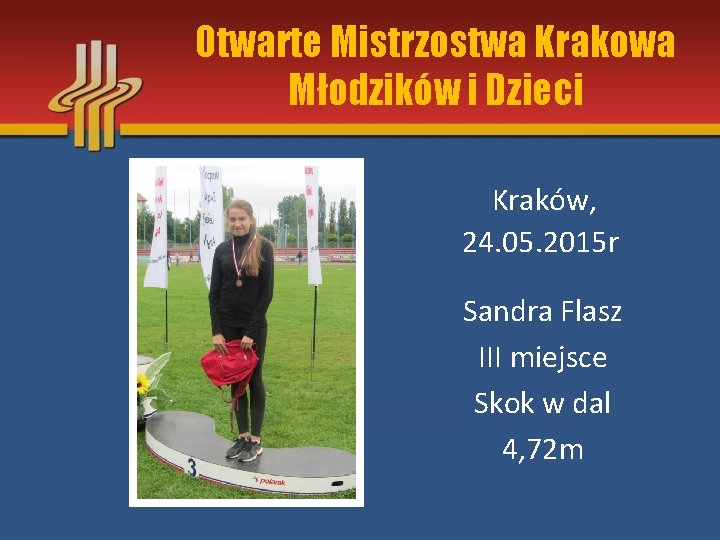 Otwarte Mistrzostwa Krakowa Młodzików i Dzieci Kraków, 24. 05. 2015 r Sandra Flasz III