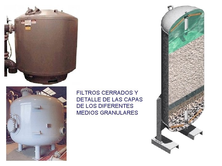 FILTROS CERRADOS Y DETALLE DE LAS CAPAS DE LOS DIFERENTES MEDIOS GRANULARES 