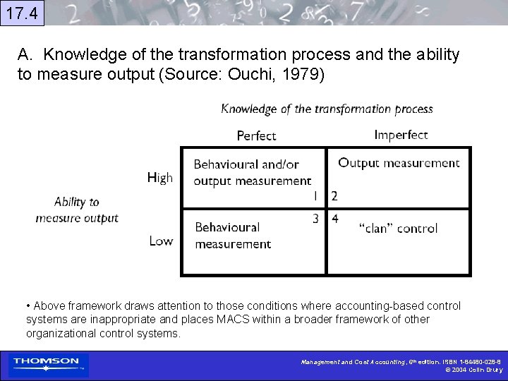 17. 4 A. Knowledge of the transformation process and the ability to measure output