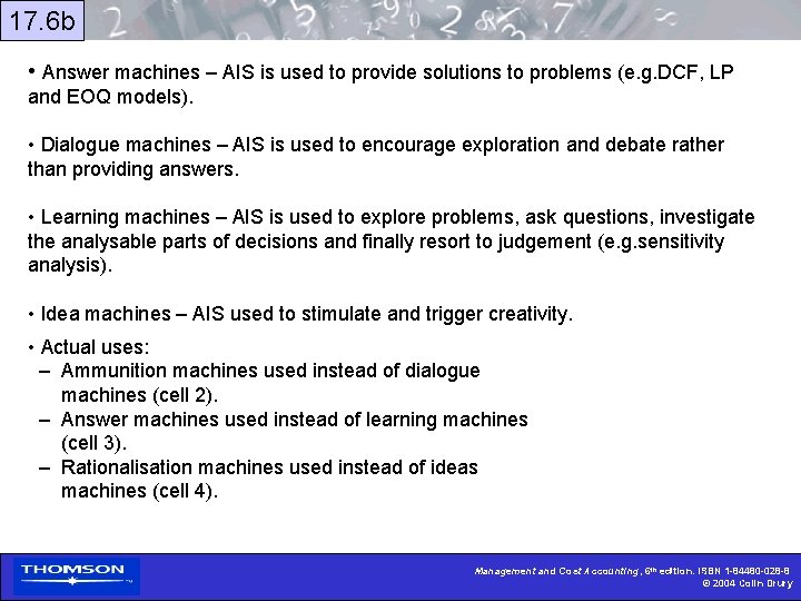 17. 6 b • Answer machines – AIS is used to provide solutions to