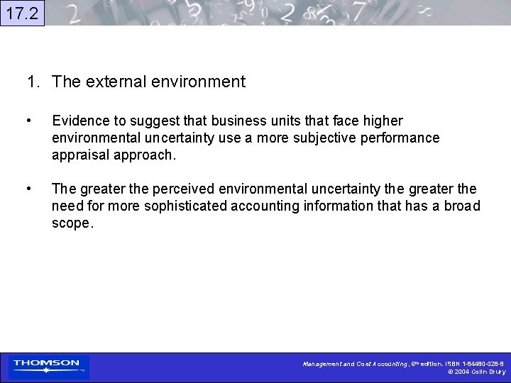 17. 2 1. The external environment • Evidence to suggest that business units that