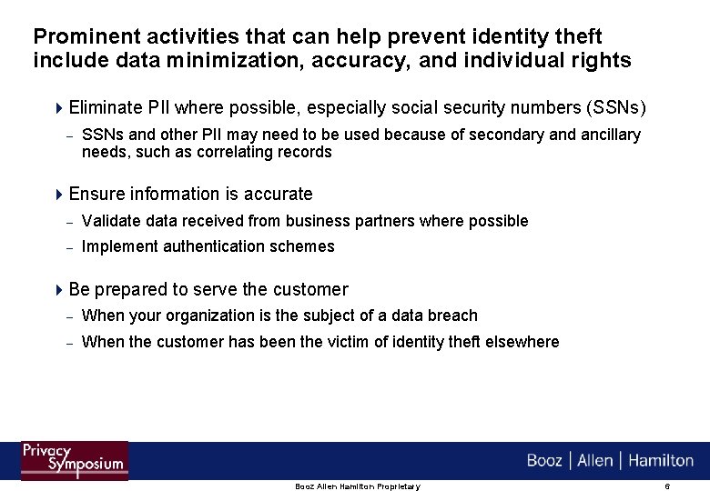 Prominent activities that can help prevent identity theft include data minimization, accuracy, and individual