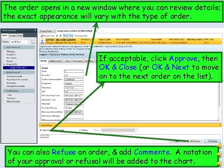 The order opens in a new window where you can review details; the exact