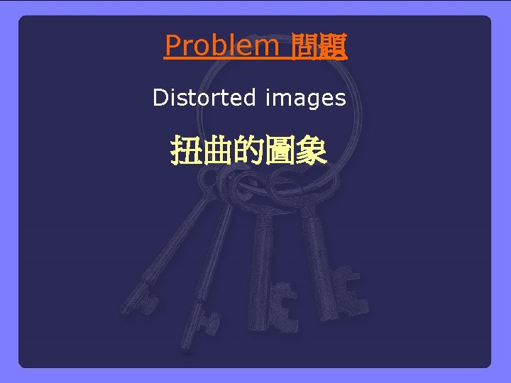 Problem 問題 Distorted images 扭曲的圖象 