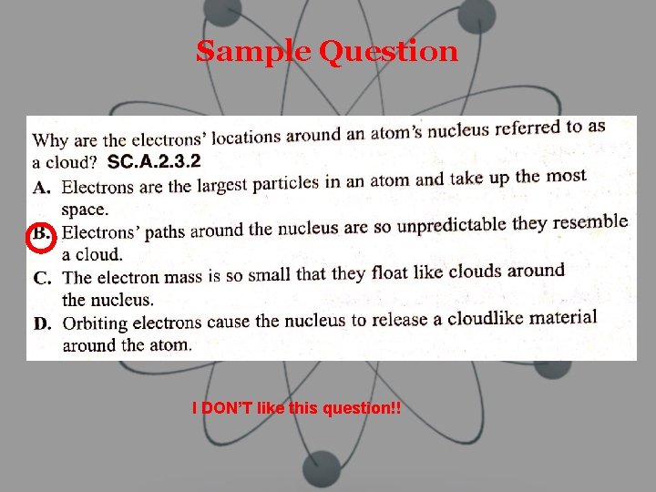 Sample Question I DON’T like this question!! 