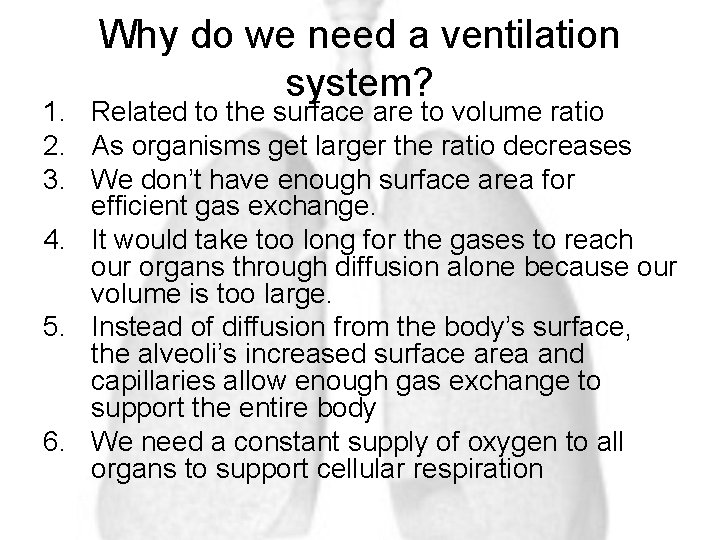 Why do we need a ventilation system? 1. Related to the surface are to