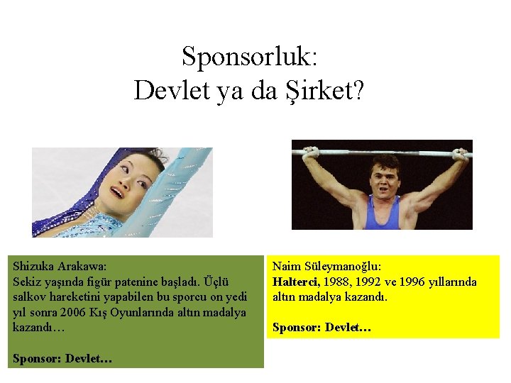 Sponsorluk: Devlet ya da Şirket? Shizuka Arakawa: Sekiz yaşında figür patenine başladı. Üçlü salkov