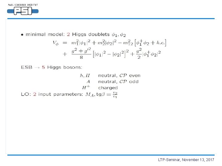 LTP-Seminar, November 13, 2017 