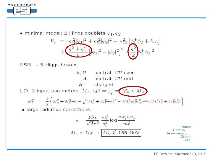 LTP-Seminar, November 13, 2017 