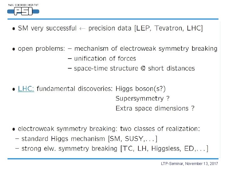 LTP-Seminar, November 13, 2017 