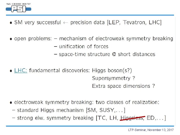 LTP-Seminar, November 13, 2017 