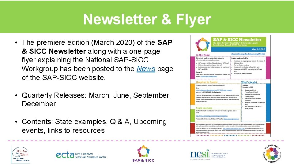Newsletter & Flyer • The premiere edition (March 2020) of the SAP & SICC