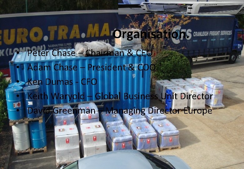 Organisation. • • • Peter Chase – Chairman & CEO Adam Chase – President