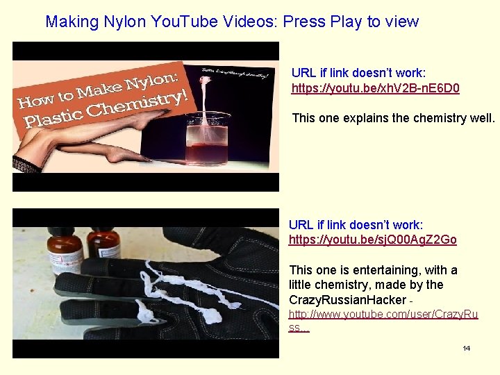 Making Nylon You. Tube Videos: Press Play to view URL if link doesn’t work: