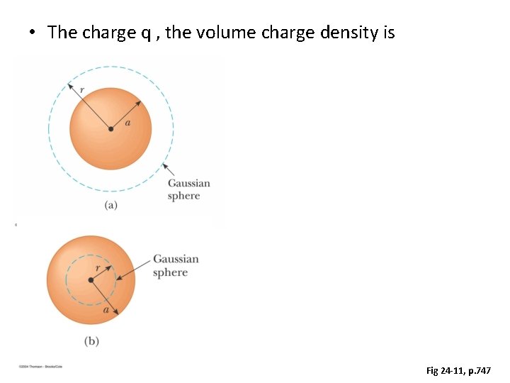  • The charge q , the volume charge density is Fig 24 -11,