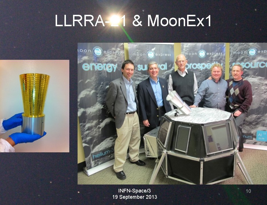 LLRRA-21 & Moon. Ex 1 INFN-Space/3 19 September 2013 10 