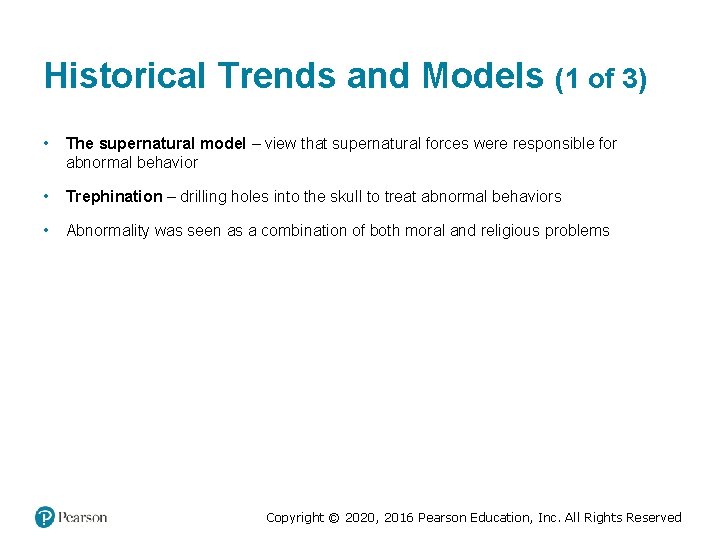 Historical Trends and Models (1 of 3) • The supernatural model – view that Historical Trends and Models (1 of 3) • The supernatural model – view that