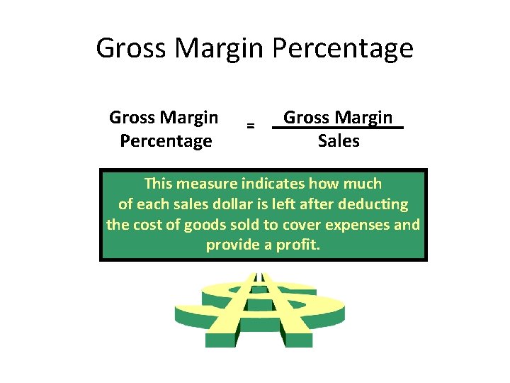 Gross Margin Percentage = Gross Margin Sales This measure indicates how much of each