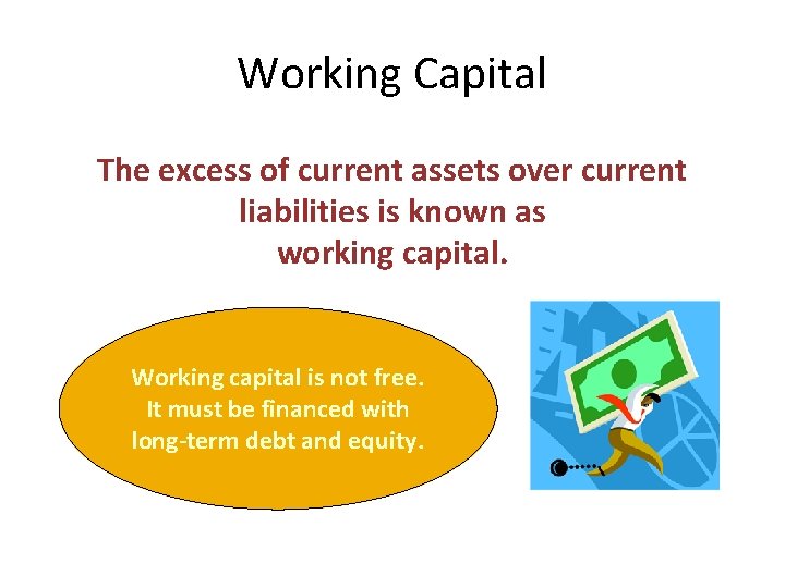 Working Capital The excess of current assets over current liabilities is known as working