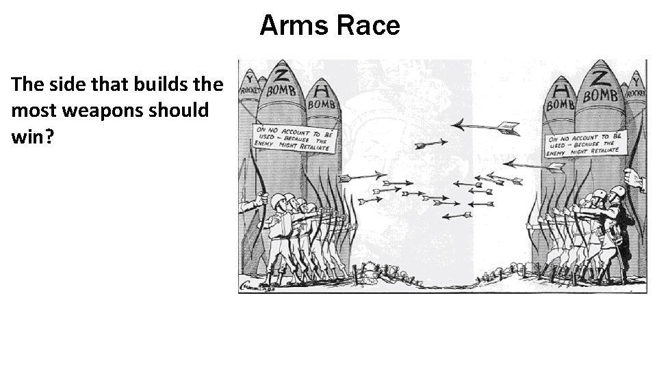 Arms Race The side that builds the most weapons should win? 