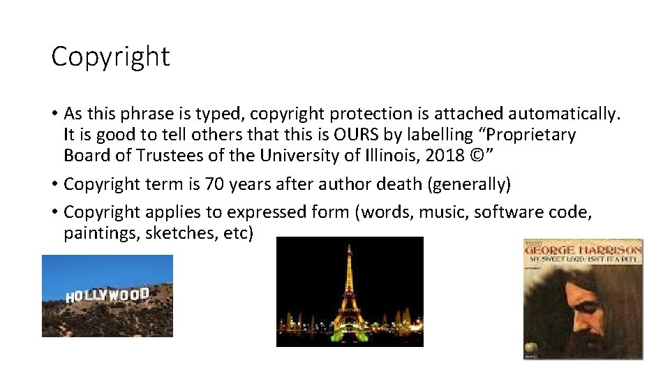 Copyright • As this phrase is typed, copyright protection is attached automatically. It is