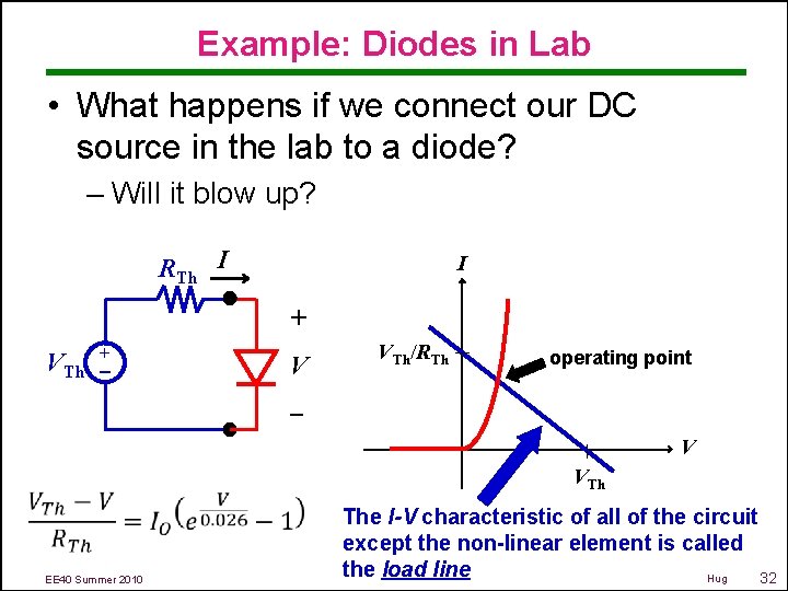 Example: Diodes in Lab • What happens if we connect our DC source in