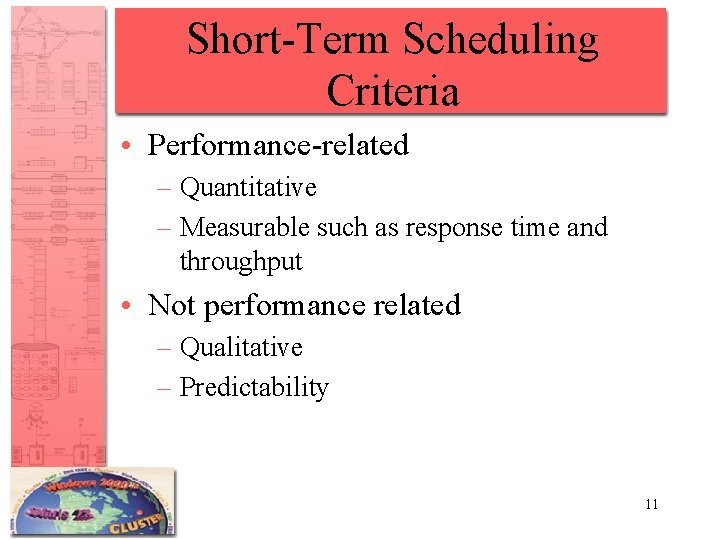 Short-Term Scheduling Criteria • Performance-related – Quantitative – Measurable such as response time and