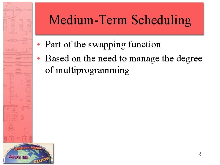 Medium-Term Scheduling • Part of the swapping function • Based on the need to