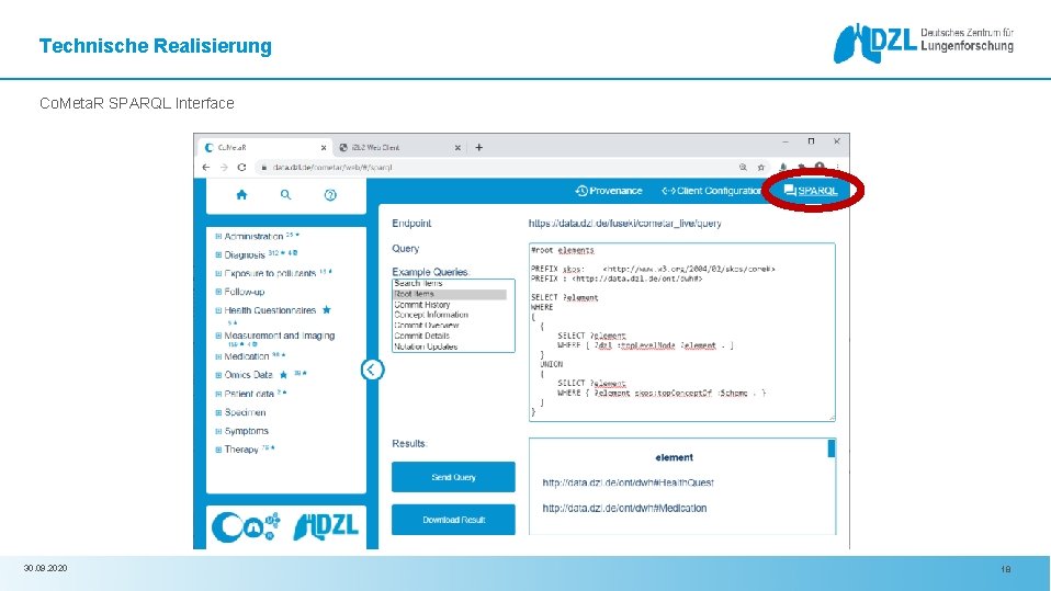 Technische Realisierung Co. Meta. R SPARQL Interface 30. 09. 2020 18 