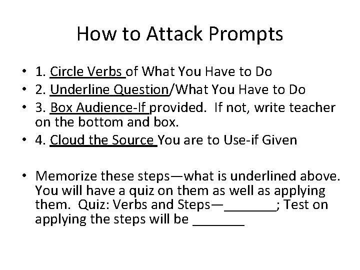 How to Attack Prompts • 1. Circle Verbs of What You Have to Do