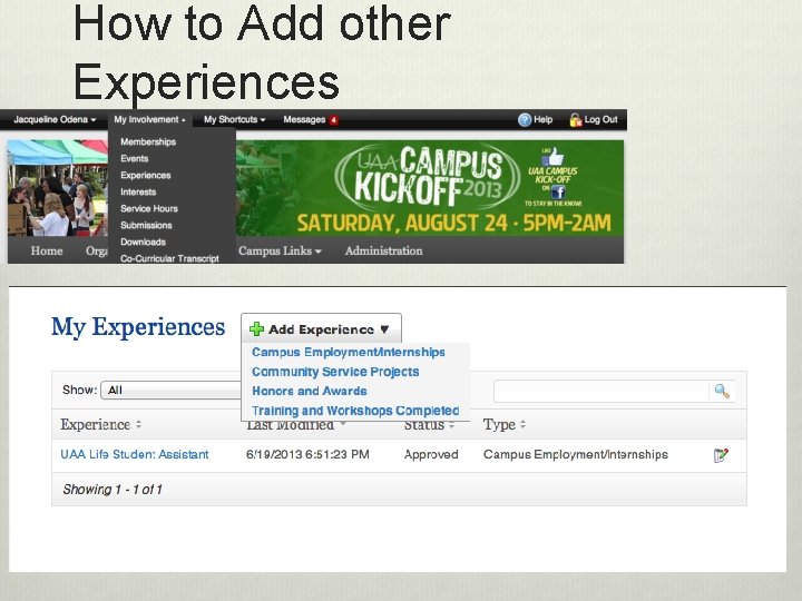 How to Add other Experiences 